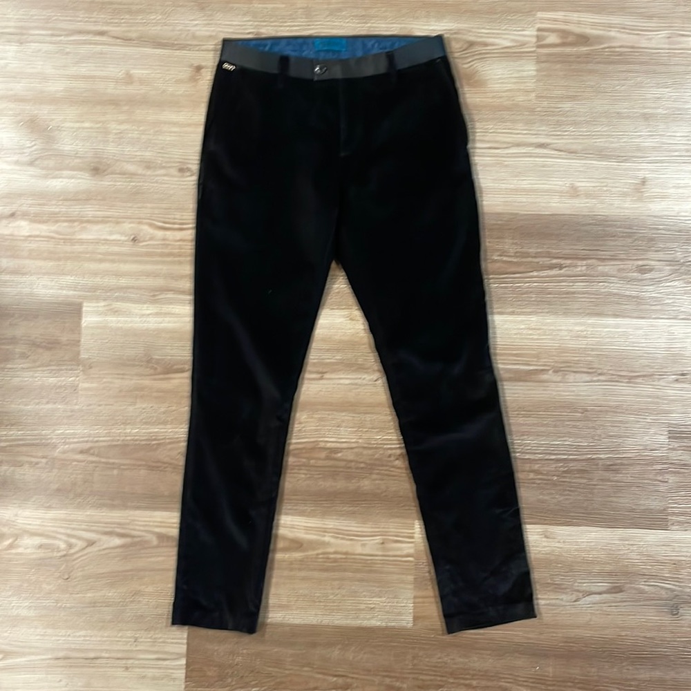 Scotch & Soda black velvet slacks // Stuart fit